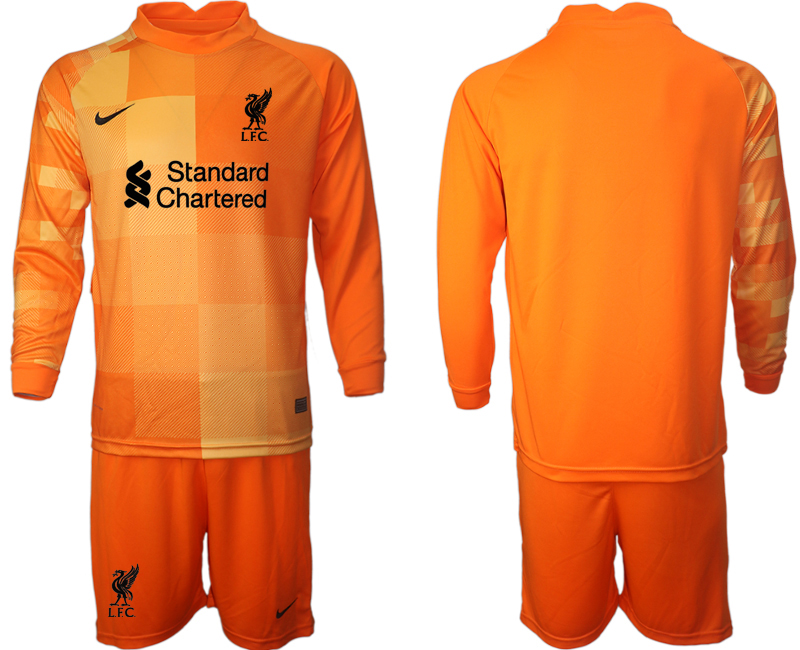 Men 2021-2022 Club Liverpool orange red goalkeeper Long Sleeve blank Soccer Jersey->liverpool jersey->Soccer Club Jersey